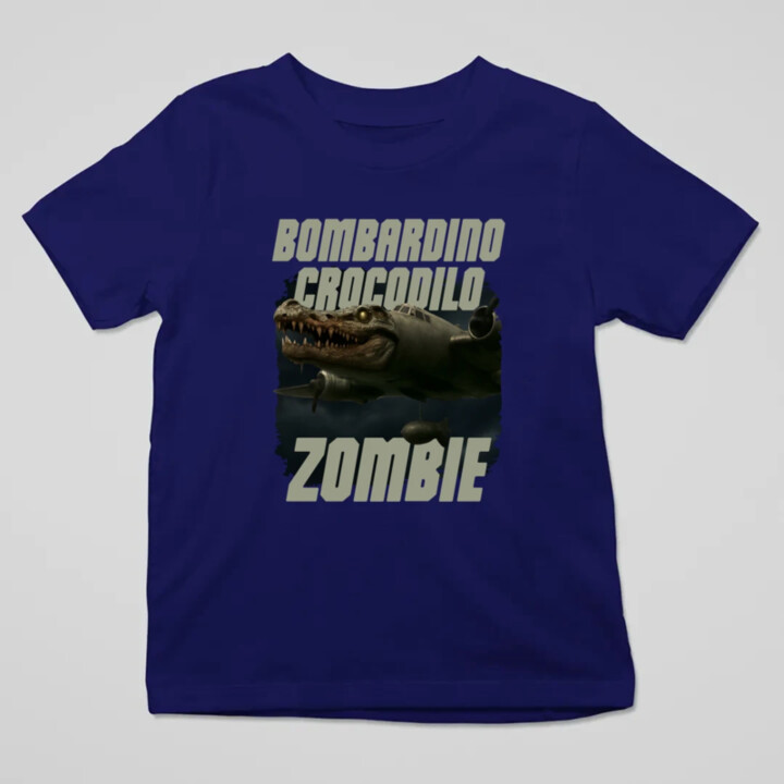 Bombardino Crocodilo zombie - krokodíl bombardér - Italian Brainrot - detské tričko s potlačou