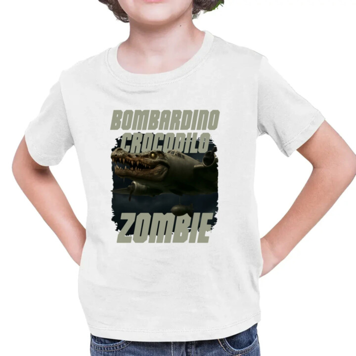 Bombardino Crocodilo zombie - krokodíl bombardér - Italian Brainrot - detské tričko s potlačou