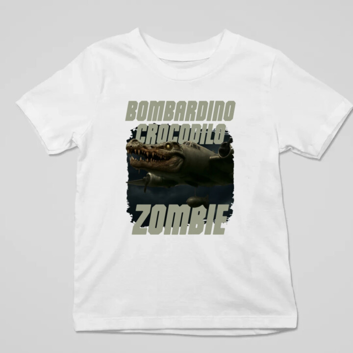 Bombardino Crocodilo zombie - krokodíl bombardér - Italian Brainrot - detské tričko s potlačou