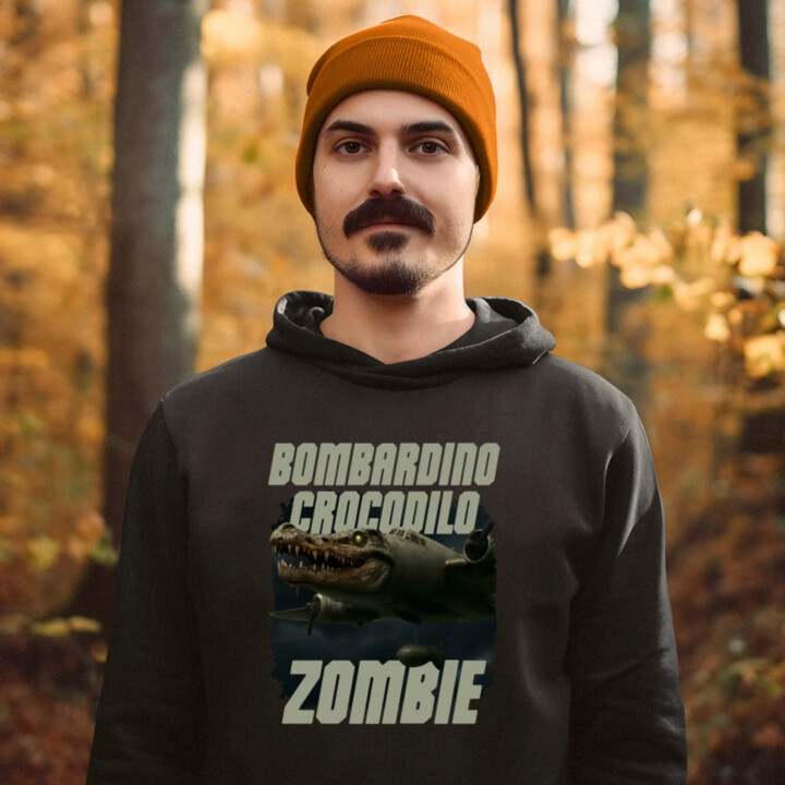 Bombardino Crocodilo zombie - krokodíl bombardér - Italian Brainrot  - pánska mikina s potlačou