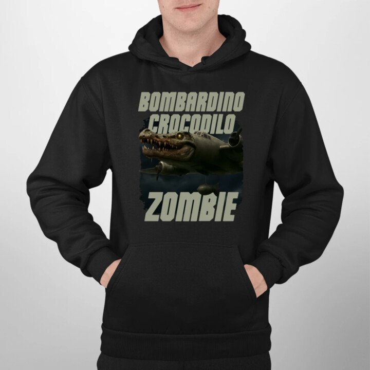 Bombardino Crocodilo zombie - krokodíl bombardér - Italian Brainrot  - pánska mikina s potlačou