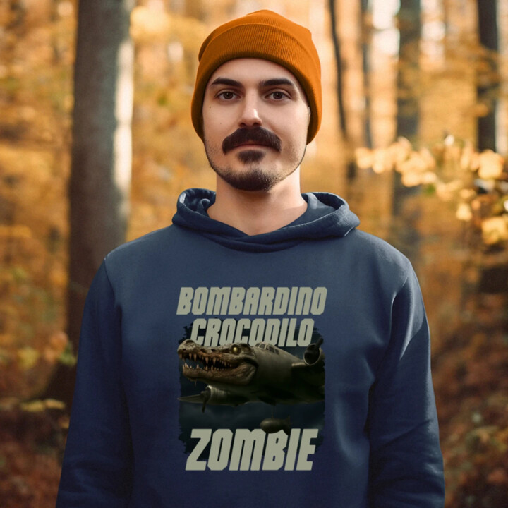 Bombardino Crocodilo zombie - krokodíl bombardér - Italian Brainrot  - pánska mikina s potlačou