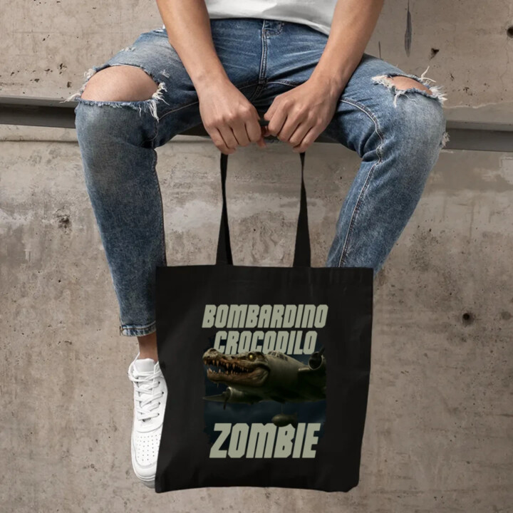 Bombardino Crocodilo zombie - krokodíl bombardér - Italian Brainrot - taška s potlačou