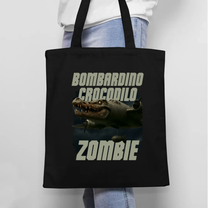 Bombardino Crocodilo zombie - krokodíl bombardér - Italian Brainrot - taška s potlačou