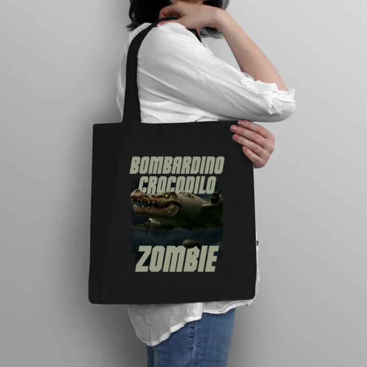 Bombardino Crocodilo zombie - krokodíl bombardér - Italian Brainrot - taška s potlačou