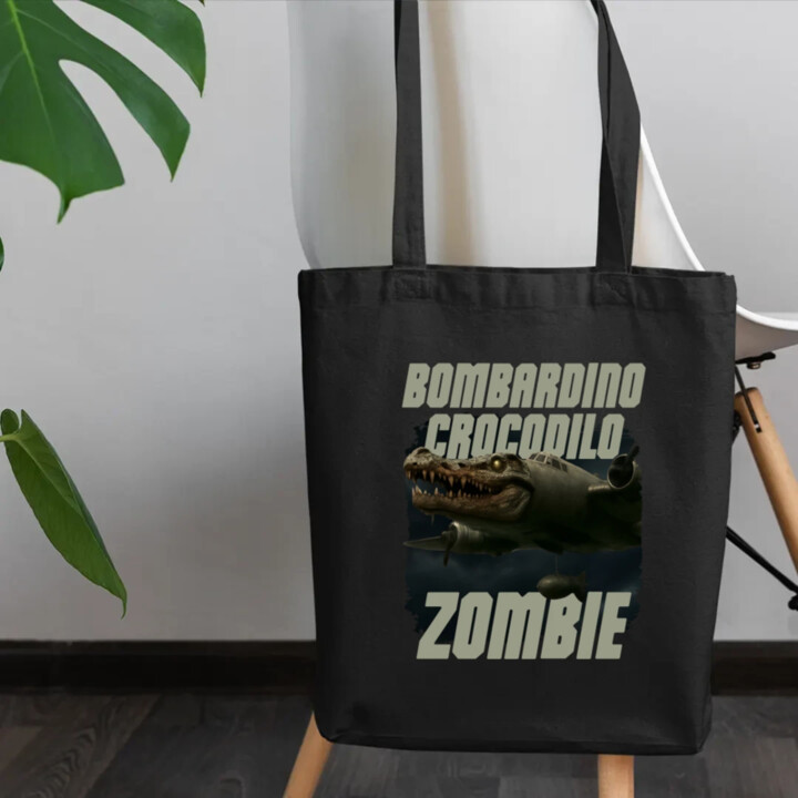 Bombardino Crocodilo zombie - krokodíl bombardér - Italian Brainrot - taška s potlačou