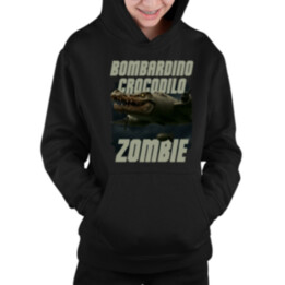 Bombardino Crocodilo zombie - krokodíl bombardér - Italian Brainrot - detská mikina s kapucňou