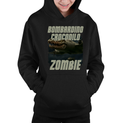 Bombardino Crocodilo zombie - krokodíl bombardér - Italian Brainrot - detská mikina s kapucňou