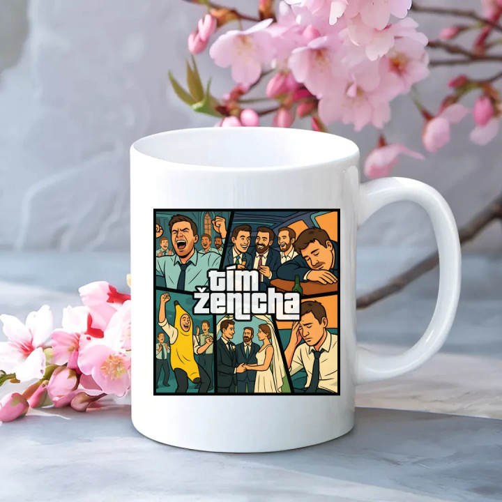 Tím ženícha - keramický hrnček s potlačou