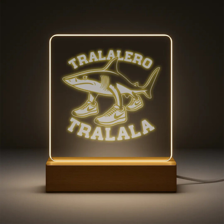 Tralalero Tralala - Italian Brainrot - žralok v topánkach - LED lampička s gravírovaním