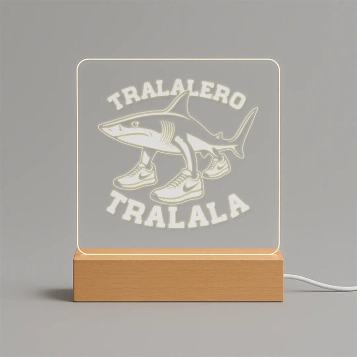 Tralalero Tralala - Italian Brainrot - žralok v topánkach - LED lampička s gravírovaním