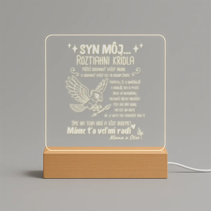 Syn môj... Roztiahni krídla - LED lampička s gravírovaním