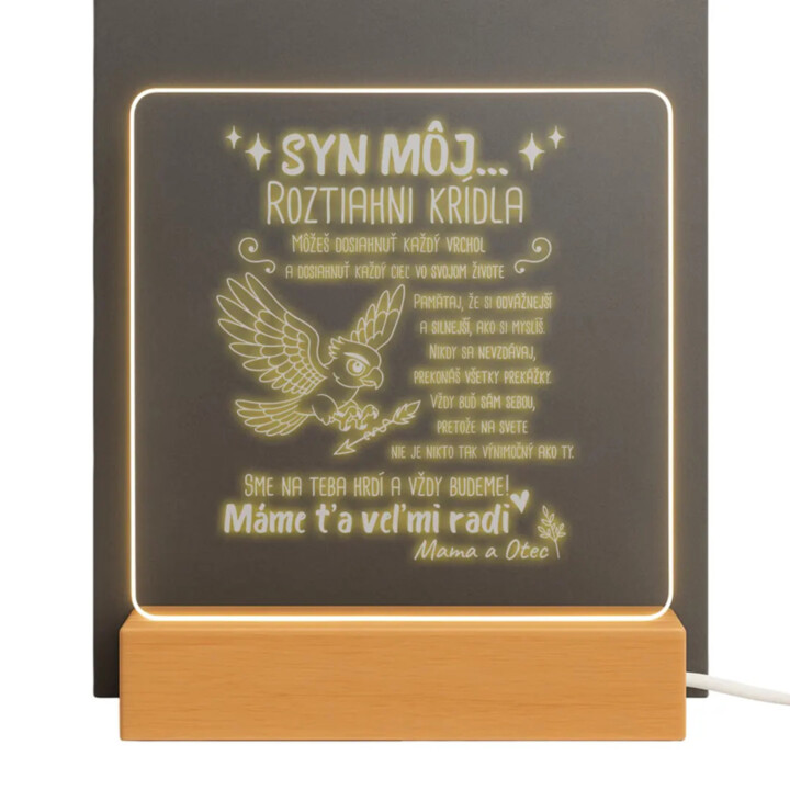 Syn môj... Roztiahni krídla - LED lampička s gravírovaním