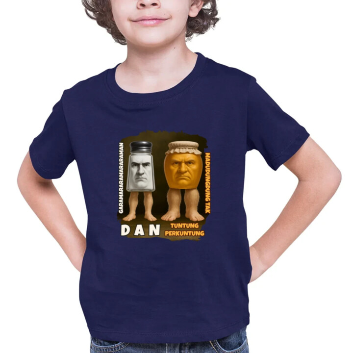 Dan i Tuntung Perkuntung - Italian Brainrot - soľnička a pohár medu - detské tričko s potlačou