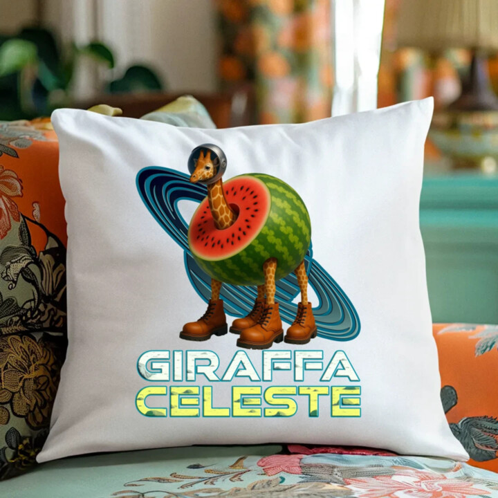 Giraffa celeste - Italian Brainrot - žirafa v melóne - vankúš s potlačou
