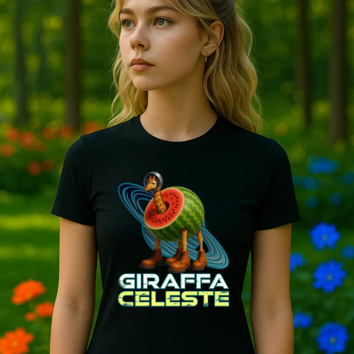 Giraffa celeste - Italian Brainrot - žirafa v melóne - dámske tričko s potlačou
