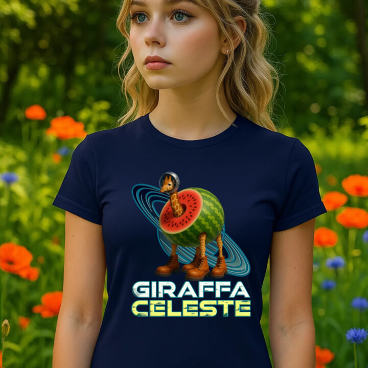 Giraffa celeste - Italian Brainrot - žirafa v melóne - dámske tričko s potlačou