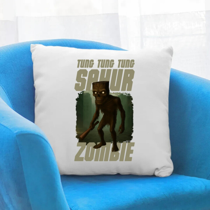 Tung Tung Tung Sahur zombie - baseballová pálka - Italian Brainrot  - vankúš s potlačou