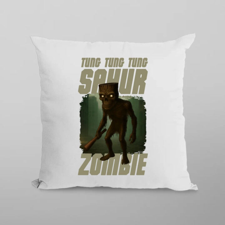 Tung Tung Tung Sahur zombie - baseballová pálka - Italian Brainrot  - vankúš s potlačou