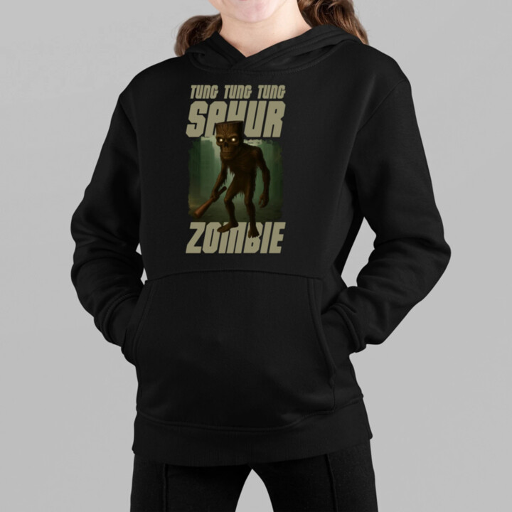 Tung Tung Tung Sahur zombie - baseballová pálka - Italian Brainrot  - detská mikina s kapucňou