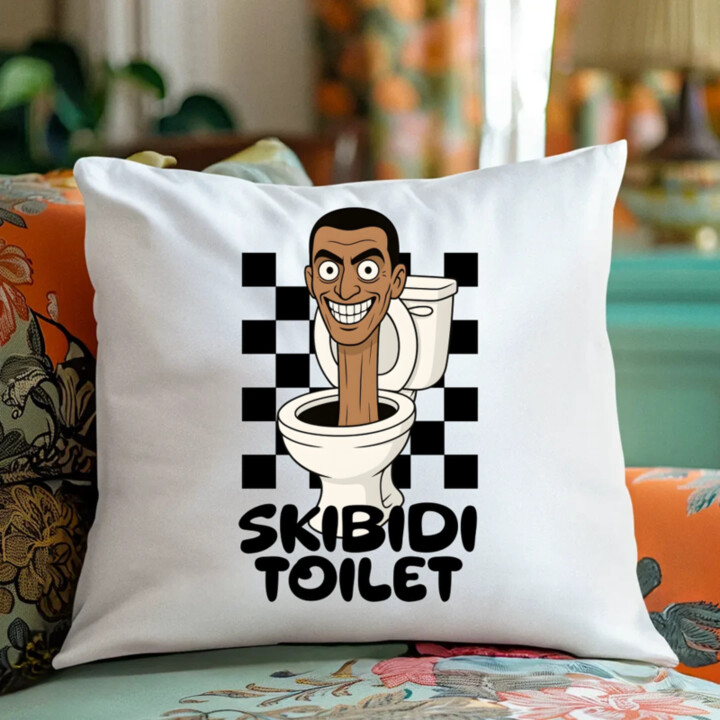 Skibidi toilet - hlava v záchode - vankúš s potlačou