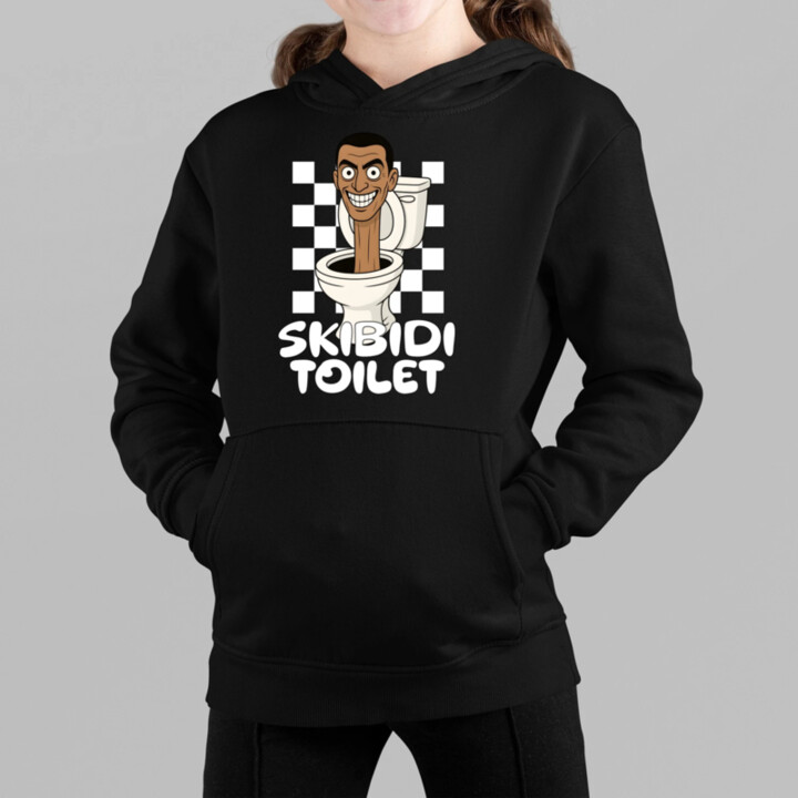 Skibidi toilet - hlava v záchode - detská mikina s kapucňou