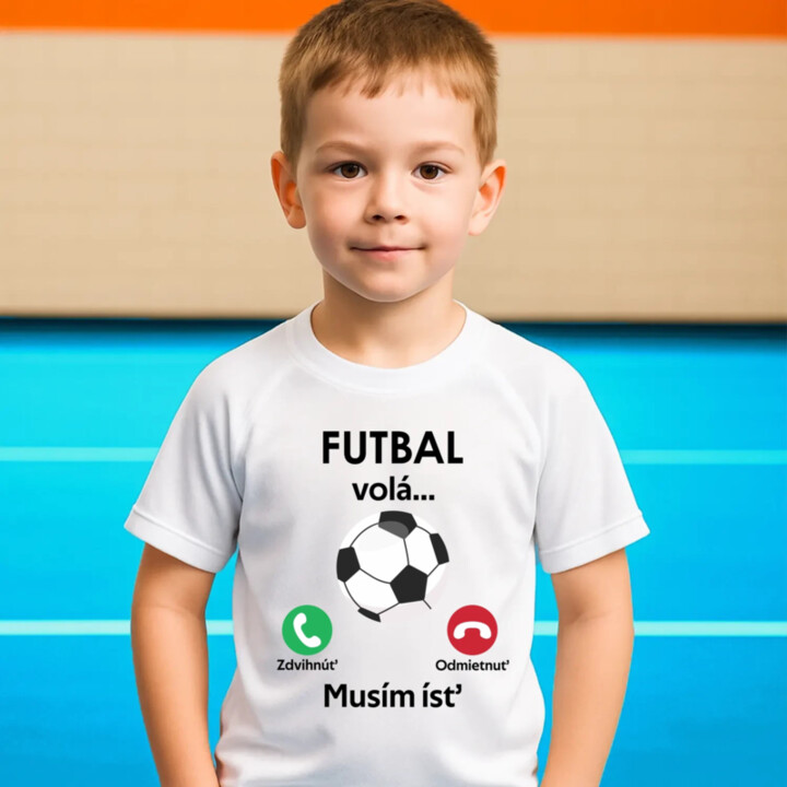 Futbal volá, musím ísť Detské športové tričko s potlačou