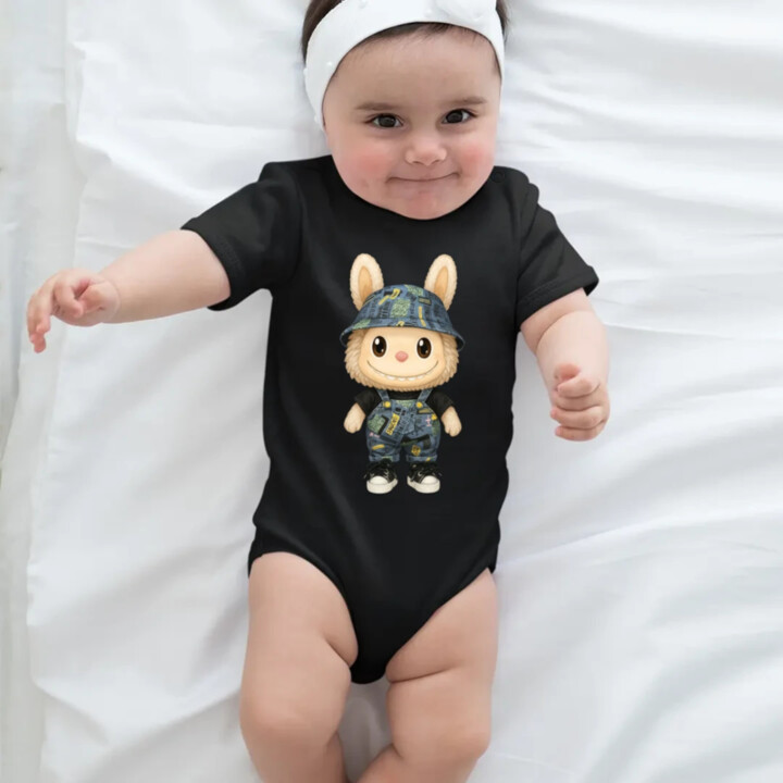 Bábika Bubu v šortkách  - body s potlačou pre fanúšikov Labubu 