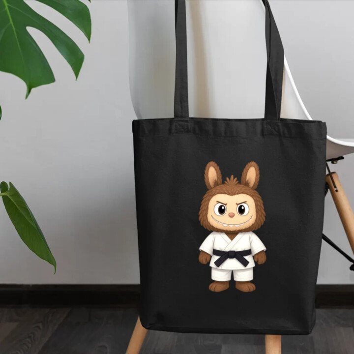 Bábika Bubu bojovník bojových umení - taška s potlačou pre fanúšikov Labubu 