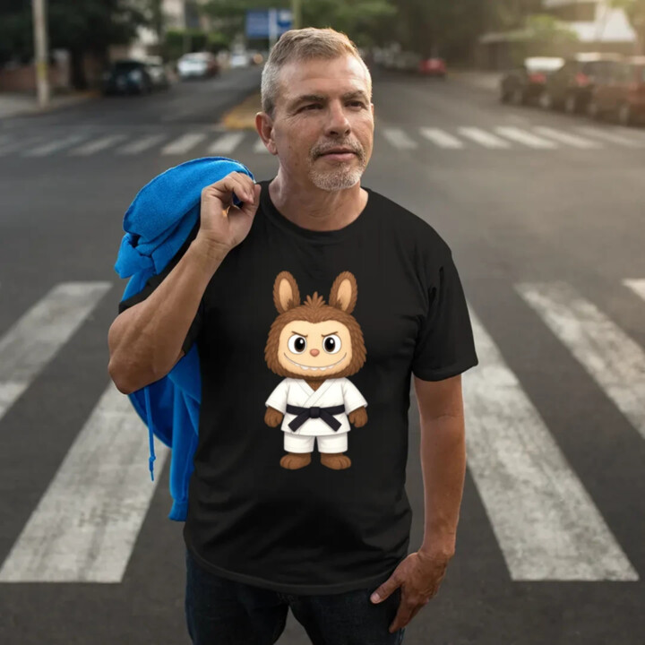 Bábika Bubu bojovník bojových umení - pánske tričko s potlačou pre fanúšikov Labubu 