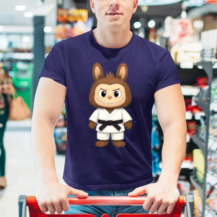 Bábika Bubu bojovník bojových umení - pánske tričko s potlačou pre fanúšikov Labubu 