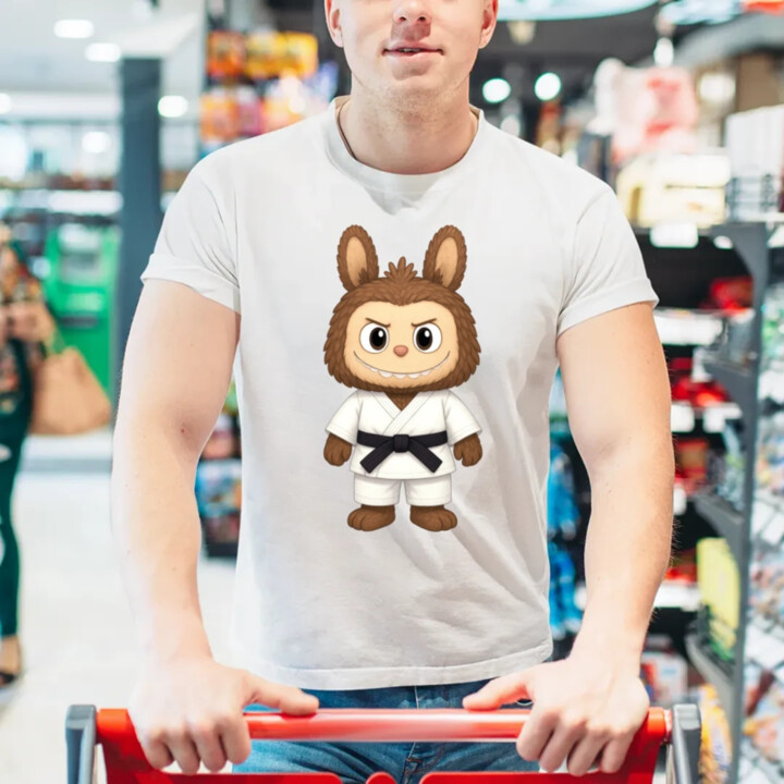 Bábika Bubu bojovník bojových umení - pánske tričko s potlačou pre fanúšikov Labubu 