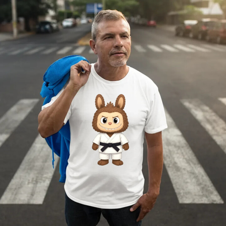 Bábika Bubu bojovník bojových umení - pánske tričko s potlačou pre fanúšikov Labubu 