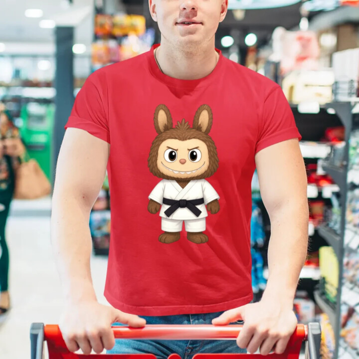 Bábika Bubu bojovník bojových umení - pánske tričko s potlačou pre fanúšikov Labubu 