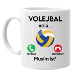 Volejbal volá, musím ísť - keramický hrnček s potlačou