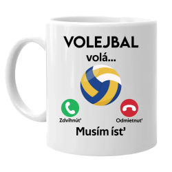 Volejbal volá, musím ísť - keramický hrnček s potlačou