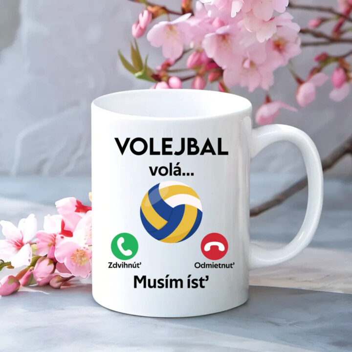 Volejbal volá, musím ísť - keramický hrnček s potlačou