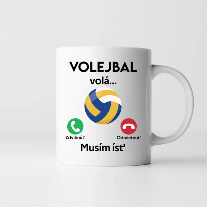 Volejbal volá, musím ísť - keramický hrnček s potlačou