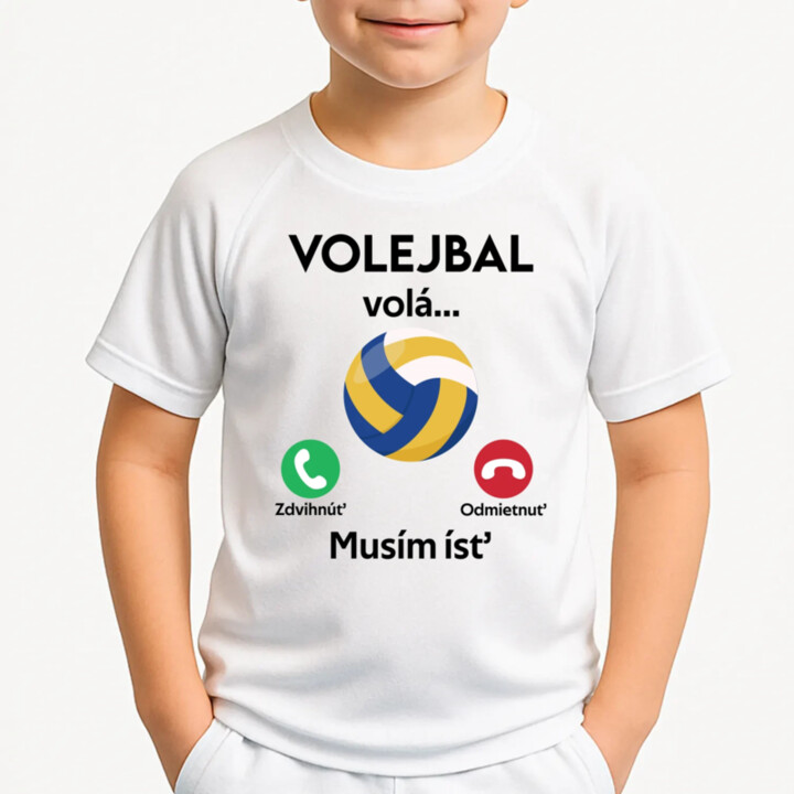 Volejbal volá, musím ísť Detské športové tričko s potlačou