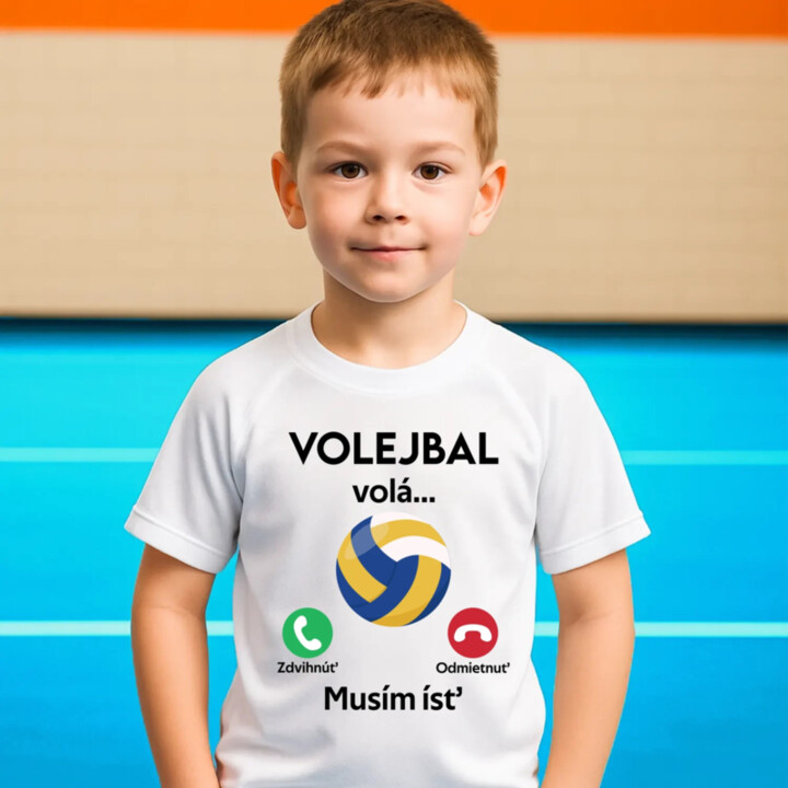 Volejbal volá, musím ísť Detské športové tričko s potlačou
