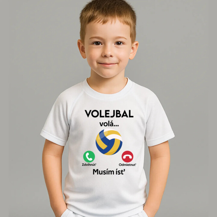 Volejbal volá, musím ísť Detské športové tričko s potlačou