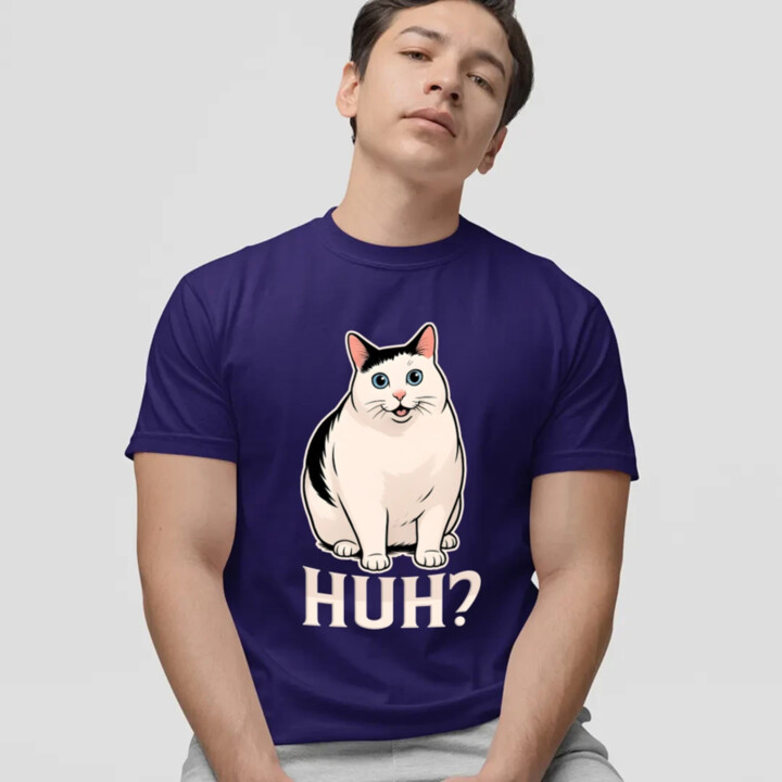 Huh? - biela mačka - pánske tričko s potlačou