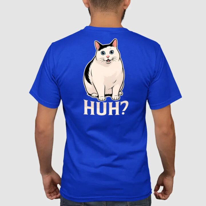 Huh? - biela mačka - pánske tričko s potlačou