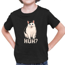 Huh? - biela mačka - detské tričko s potlačou