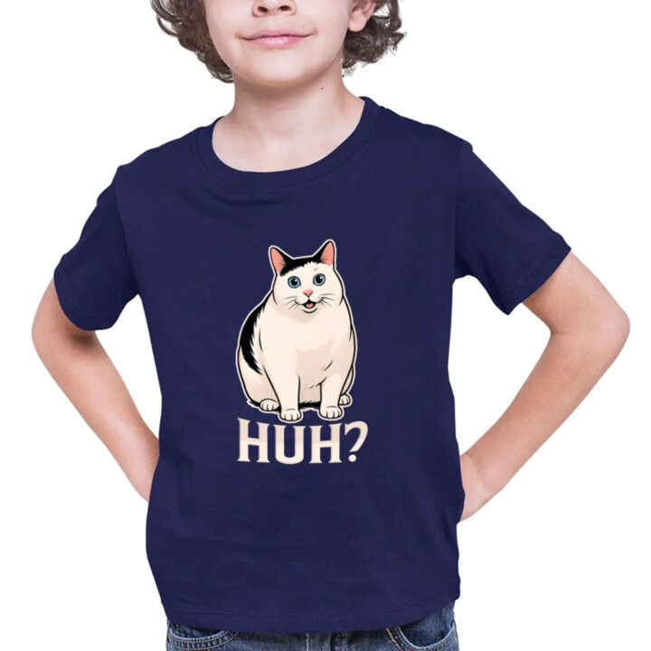 Huh? - biela mačka - detské tričko s potlačou
