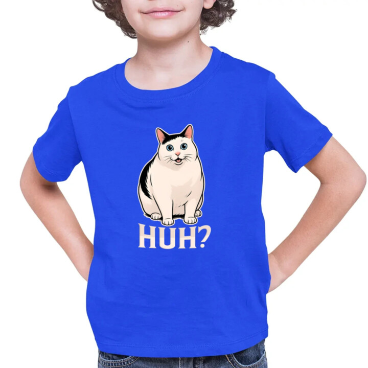 Huh? - biela mačka - detské tričko s potlačou