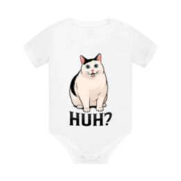 Huh? - biela mačka  - body s potlačou