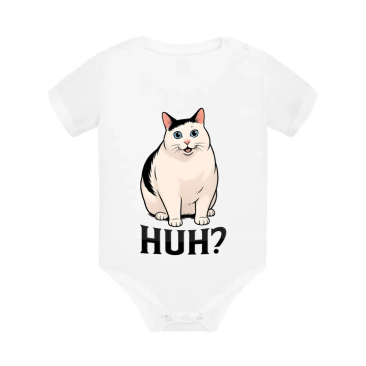 Huh? - biela mačka  - body s potlačou