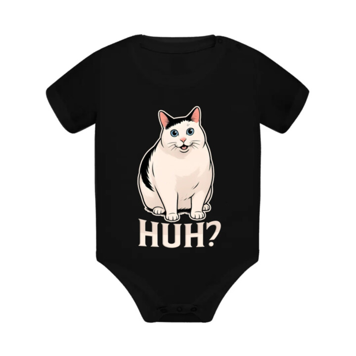 Huh? - biela mačka  - body s potlačou