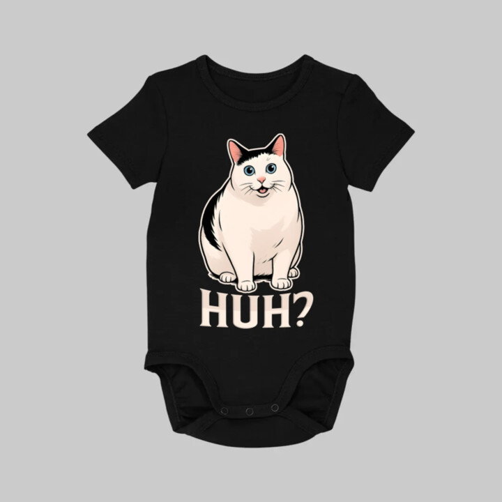 Huh? - biela mačka  - body s potlačou